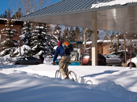 Bicycles in the snow!